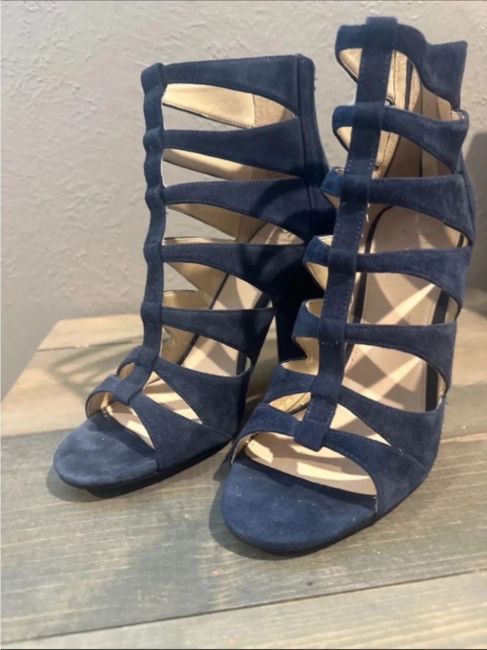Marc Fisher Navy Suede Tassel Block Heel Booties